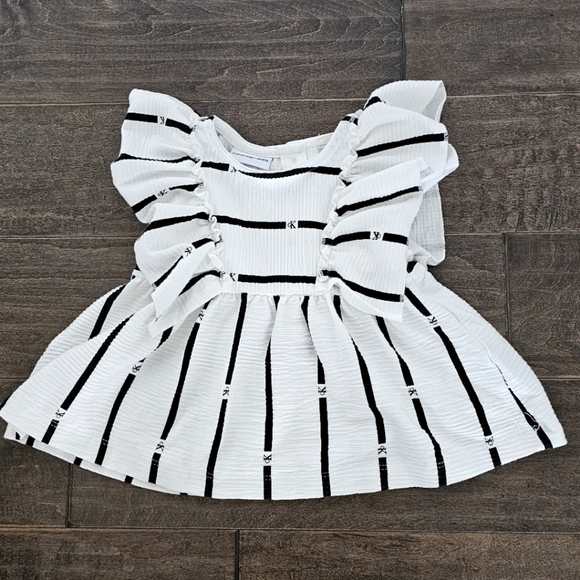 New Calvin Klein Toddler White and Black Striped Dress & Pink Logo T-Shirt Sz 2T - Picture 3 of 8